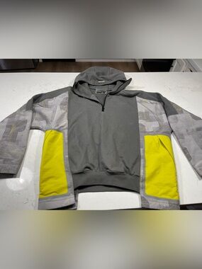 Cyberpunk 2077 Men's Gray Yellow Fleece Graphic Print Pullover Hoodie L Hooded